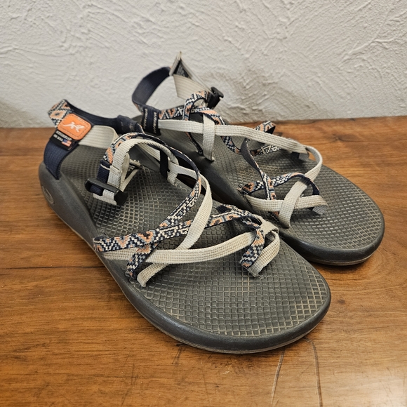 Chaco ZX/2 Classic Sports Hiking Sandal Blue Orange Grey Toe-Loop Size 11 Women - Picture 1 of 11
